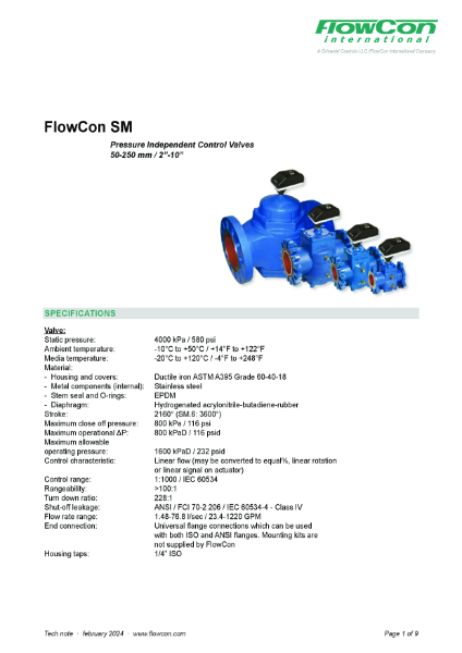 FlowCon SM Flanged PICV Range