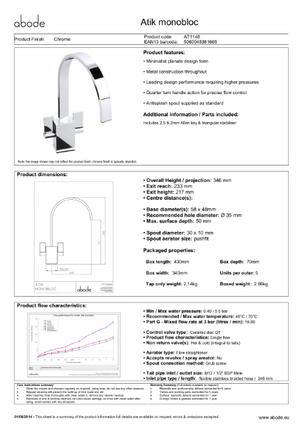 Atik (Chrome) Consumer Specification