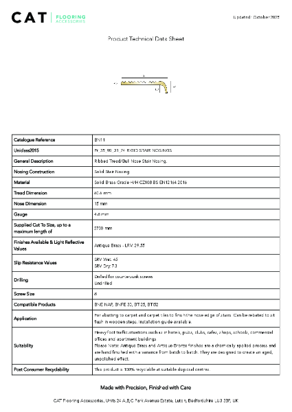 BN11 Antique Brass Technical Datasheet