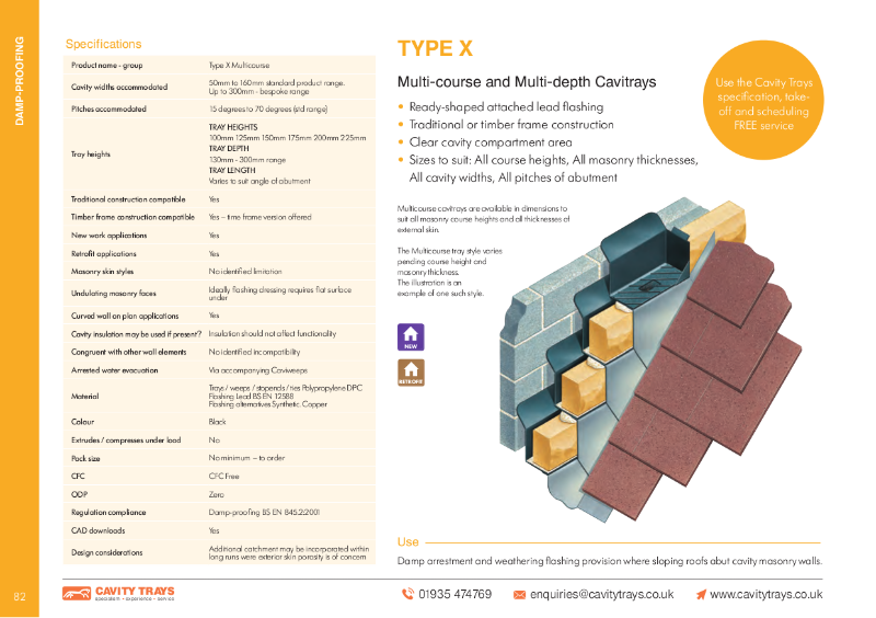 Type X Multicourse cavity tray blockwork