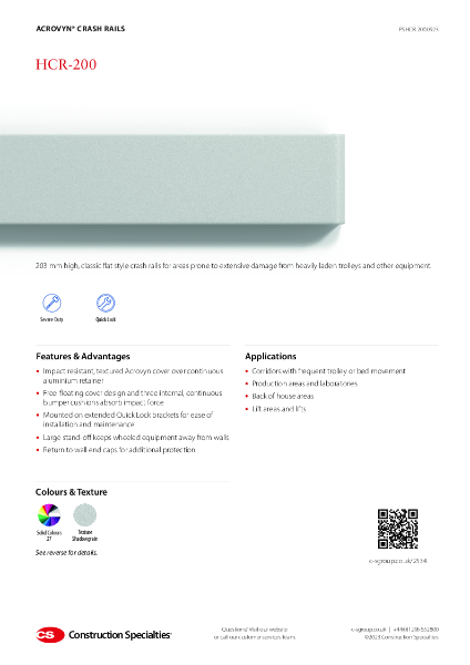 CS Acrovyn HCR-200 Crash Rail_Product Sheet (09.23)
