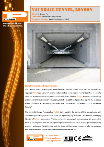 Precast waterproof concrete at Vauxhall Tunnel