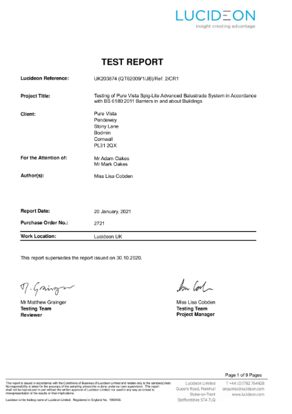SPIG-LITEadvanced Test Report Steel