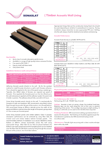 Sonaslat Data Sheet