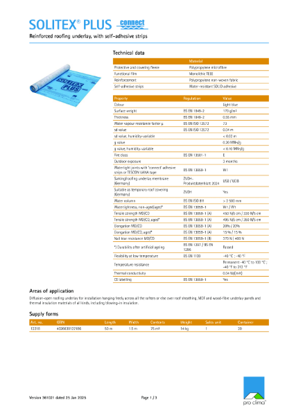 Solitex Plus Connect Techincal Datasheet