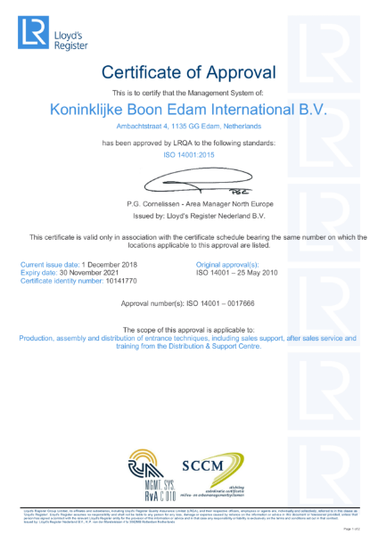 ISO 14001:2015 Certificate of Approval