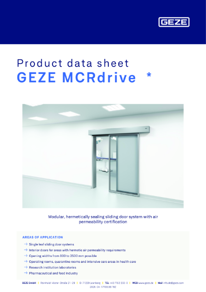 GEZE MCRdrive Datasheet