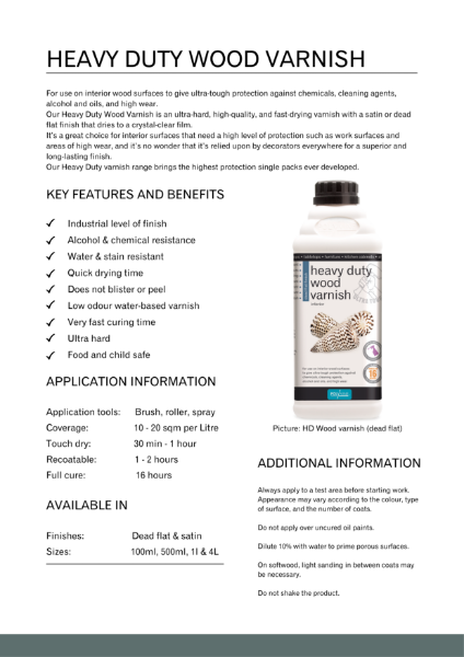 Heavy Duty Wood Varnish Product Data Sheet