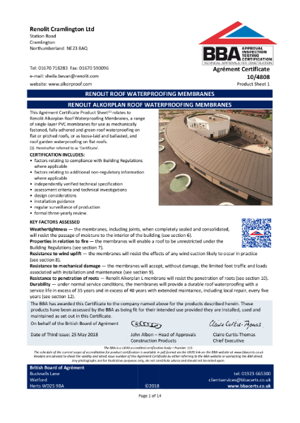 10/4808 Alkorplan Roof Waterproofing Membranes