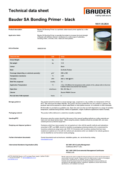 Bauder SA Bonding Primer - Technical Data Sheet