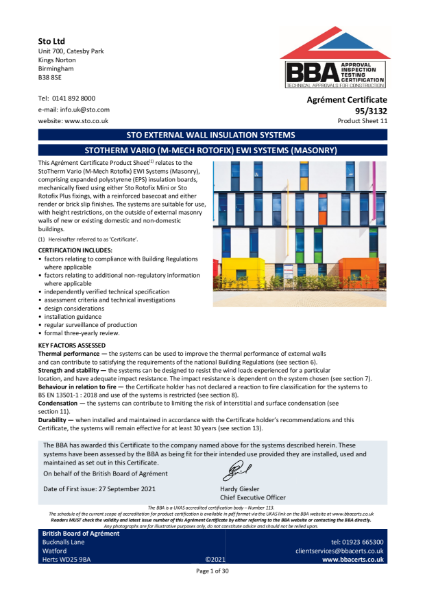 95/3132 Product sheet 11 StoTherm Vario M Masonry