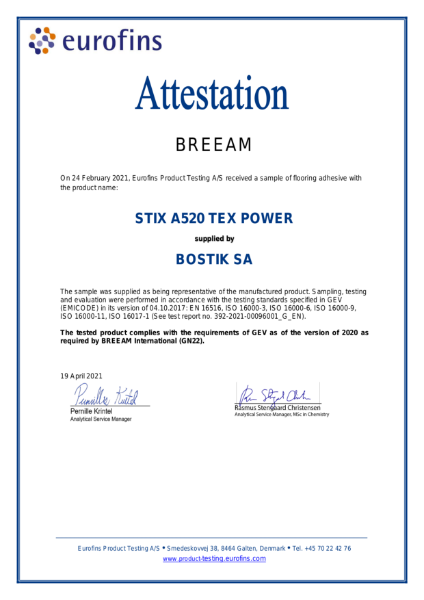 Bostik Stix A520 Tex Power - BREEAM