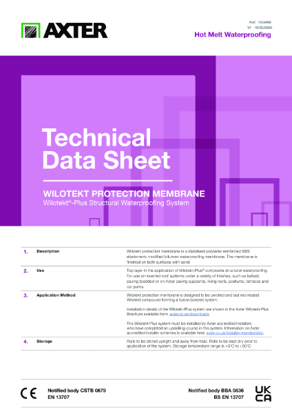 Wilotekt Protection Membrane Technical Data Sheet | Axter Ltd | NBS Source