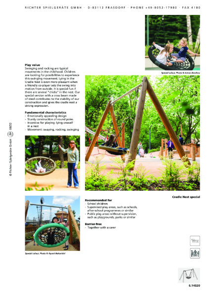 Timberplay Swings - Cradle Nest - Product Data Sheet