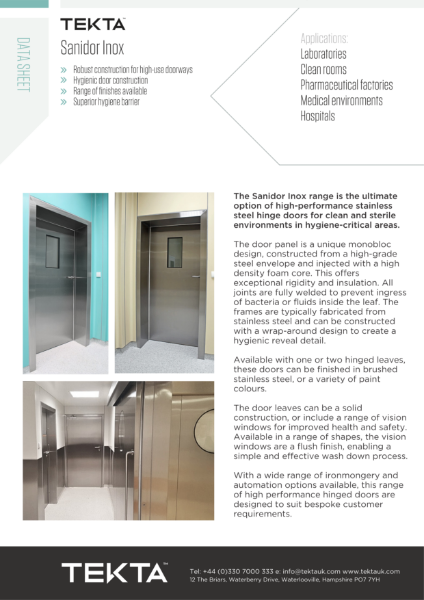 Sanidor Inox Datasheet