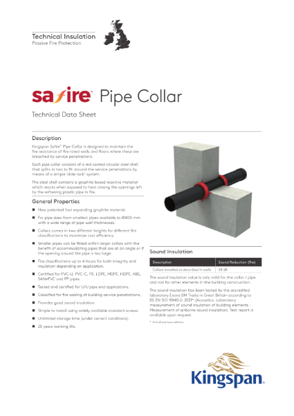 Kingspan Safire Pipe Collar Datasheet