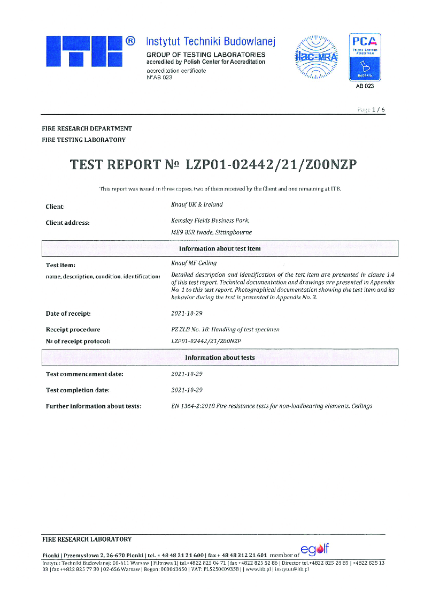 Fire resistance to BS EN 1364-1