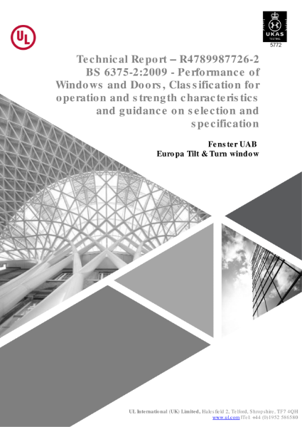 Performance of Windows and Doors, Classification for operation and strength characteristics and guidance on selection and specification