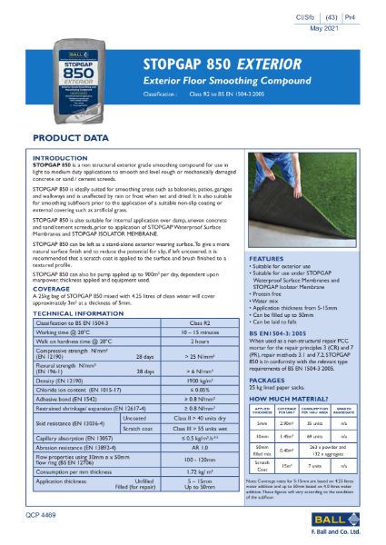 Stopgap 850 Exterior TDS