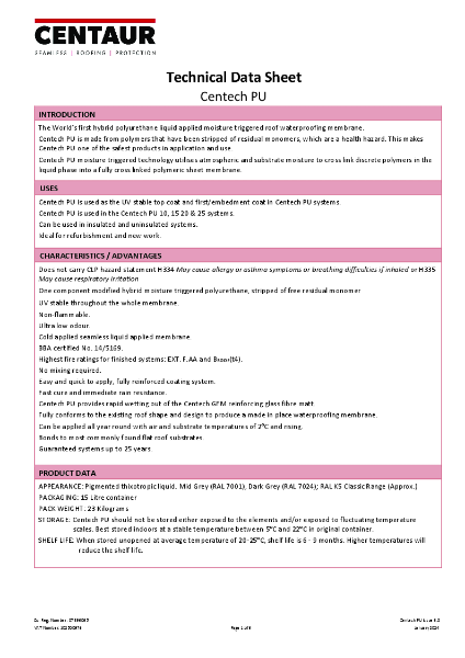 Centech PU TDS