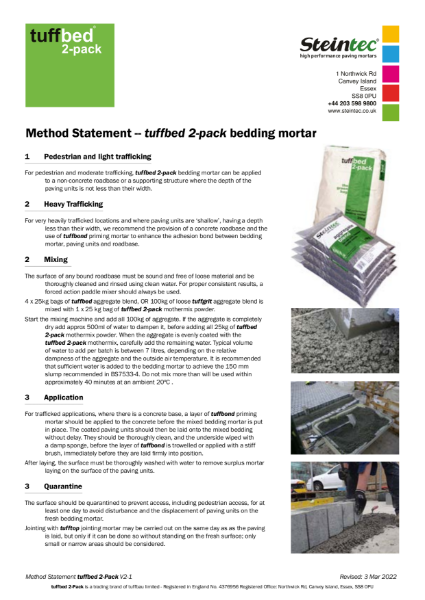 tuffbed 2-Pack Type 35 bedding mortar method statement