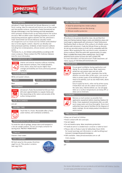 Sol Silicate Masonry Paint – Product Data Sheet