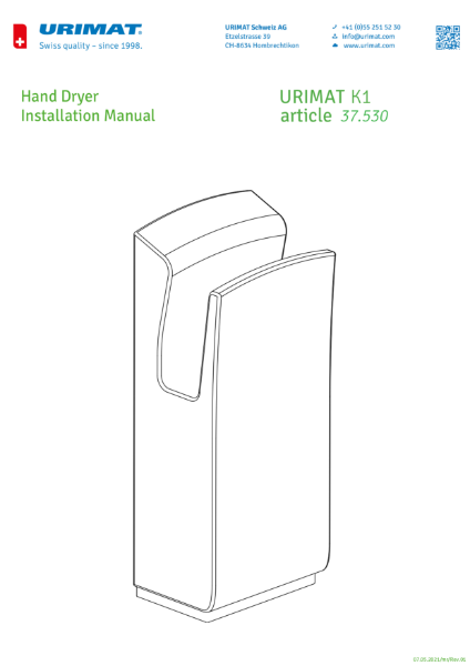 Installation Manual Hand Dryer K1