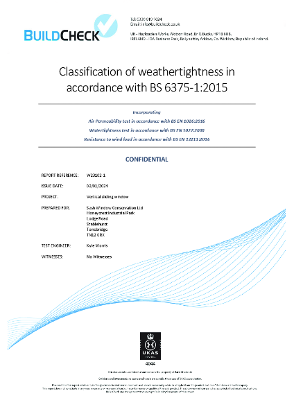 Weathertightness to BS 6375-1:2015 Class 4