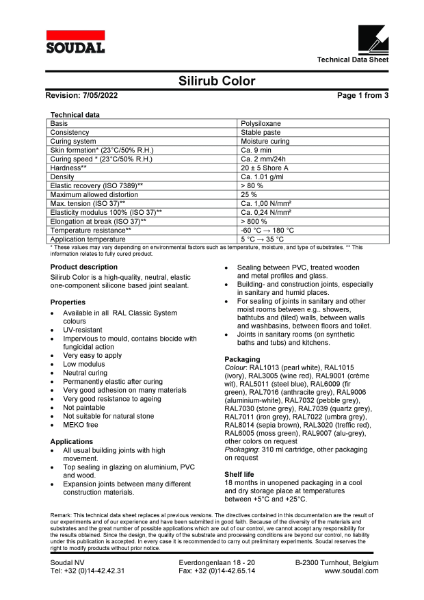 Technical Data Sheet - Silirub Color