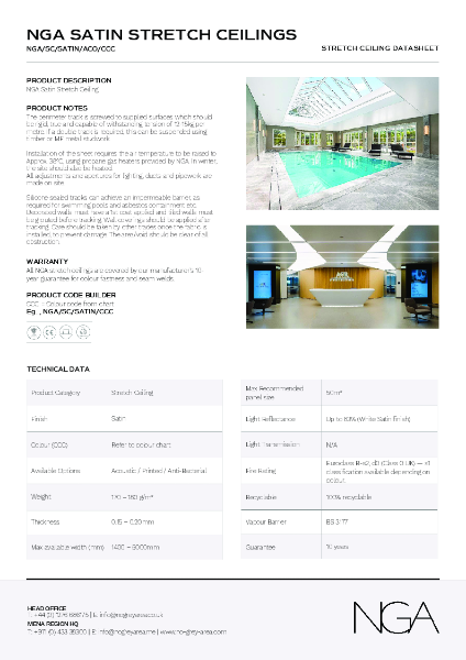 NGA SATIN STRETCH CEILINGS