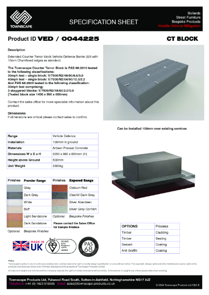 2250 X 990 X 600 Extended CT Block Specification SheetVED0044225