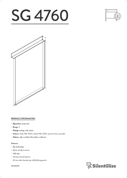 Silent Gliss SG 4760 Dim-out Blind Technical Catalogue