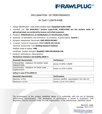 DECLARATION OF PERFOMANCE R-RBL