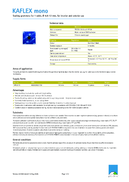 Kaflex Mono Technical Datasheet