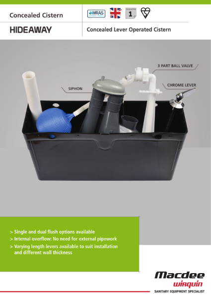 HIDEAWAY CISTERN Product Data Sheet