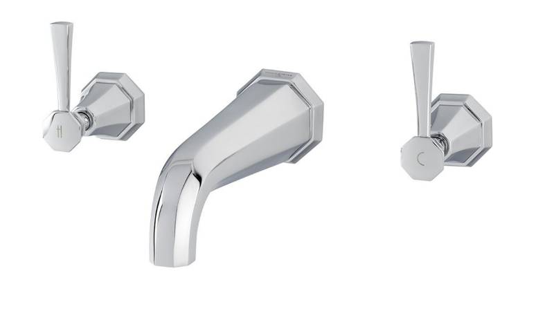 Deco Three-Hole Wall Or Deck Mounted Bath Filler With Lever Or Crosstop Handles - Bath filler tap
