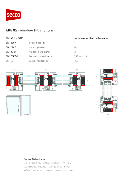 Secco Sistemi - EBE 85 - window tilt and turn