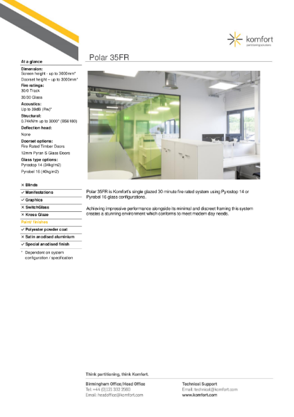 Polar 35 Fire Rated Datasheet