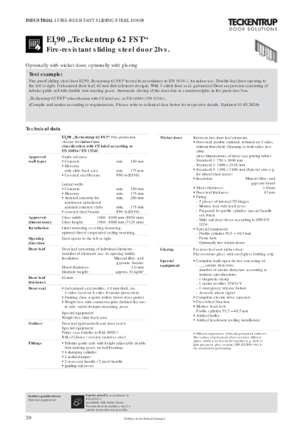 EI2 90 Sliding Door FST 62 (2-leaf) (Technical Data)