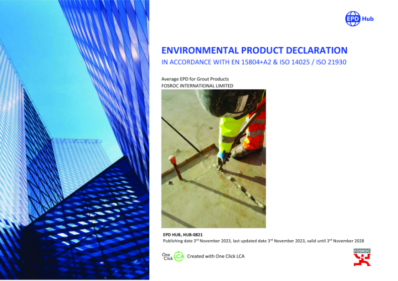 EPD Certificate for Grout Products