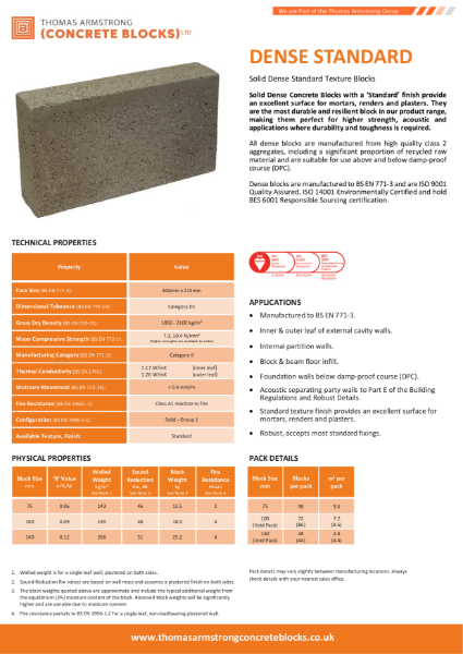 Dense Concrete Block Datasheet