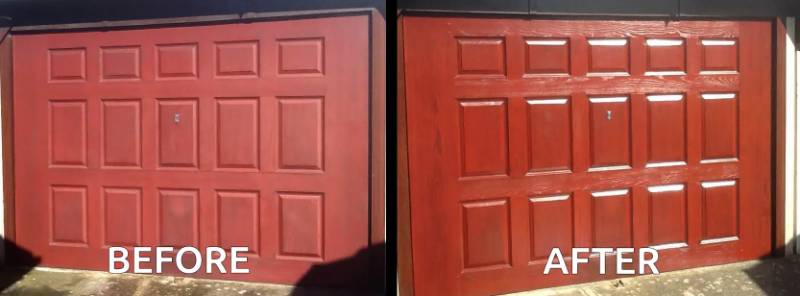 Using Polytrol to revive a dull and faded garage door