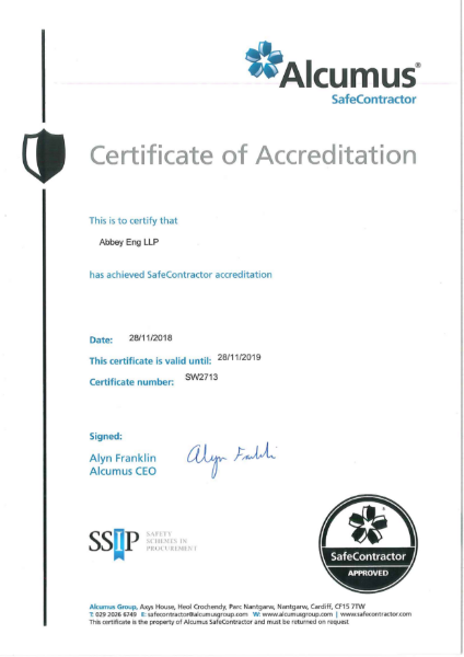 SafeContractor Certificate