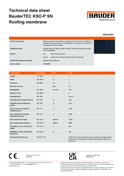 BauderTEC KSO-P SN Roofing membrane (Charcoal Grey)