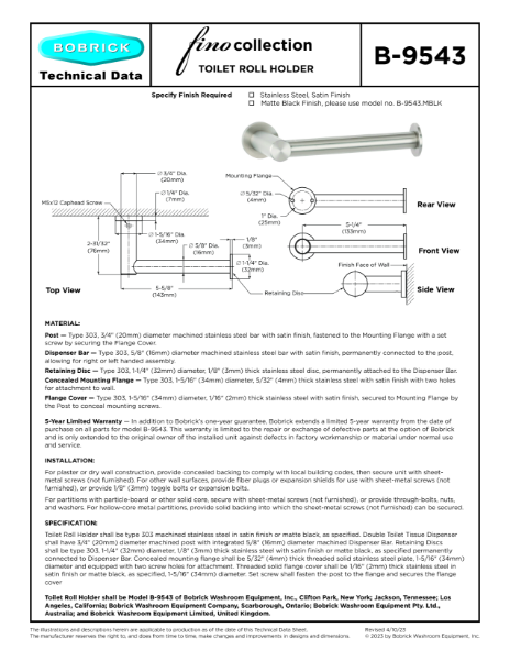 B-9543 Technical Data Sheet