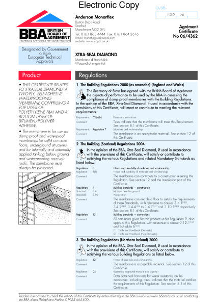 06/4362 Xtra-Seal Diamond waterproofing membrane