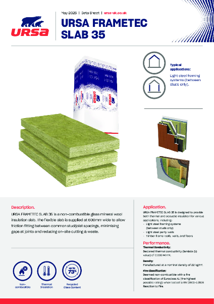 URSA FRAMETEC SLAB 35 - Datasheet