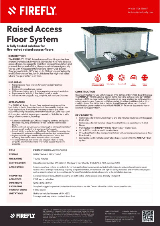 FIREFLY® Raised Access Floor Solution Datasheet