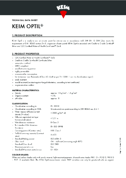 Keim Optil Technical Data Sheet