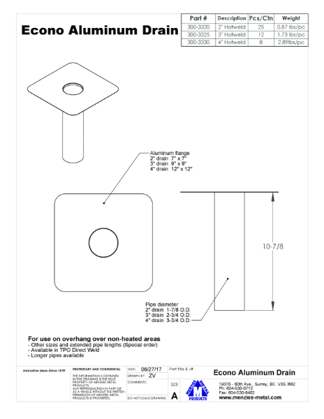 TECHNICAL DRAWING - ECONO ALUMINUM DRAIN